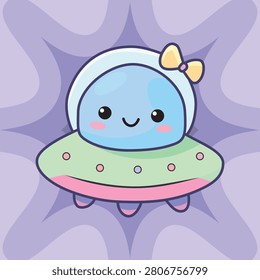Cute cartoon female alien