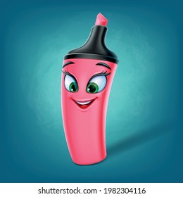 cute cartoon female highlighter for school