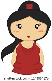 Cute cartoon female salsa dancer facing forward.  Front view vector art.  Part of my "Chibi Folk" set - Matching characters available.  