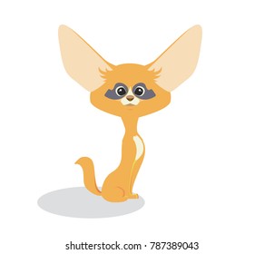 Cute cartoon fennec . Cute red small fox