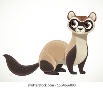 Cute cartoon ferret isolated on a white background