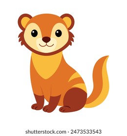 Cute cartoon ferret isolated on a white background