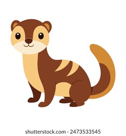 Cute cartoon ferret isolated on a white background