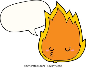 cute cartoon fire with speech bubble