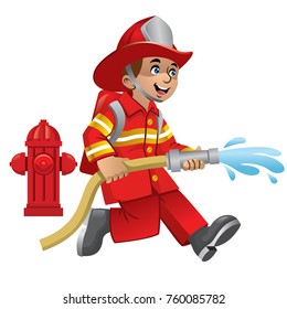 cute cartoon of firefighter
