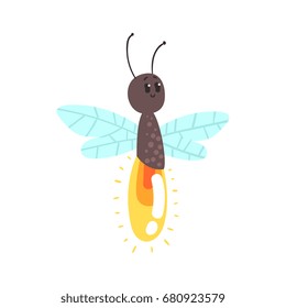 Cute Cartoon Firefly Character Vector Illustration