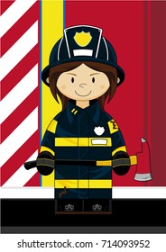 Cute Cartoon Fireman - Firefighter 
