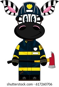 Cute Cartoon Fireman Zebra 