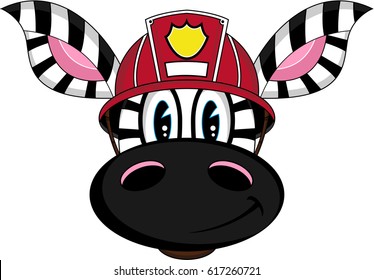 Cute Cartoon Fireman Zebra 