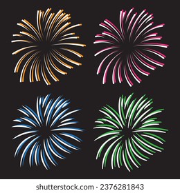 Cute Cartoon Feuerwerk Explosion Cartoon mit einer Farbe für den Schatten. Feuerwerkskörper-Maskottset