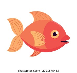 Cute cartoon fish animal icon isolated