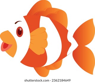 Cute cartoon fish animal isolated