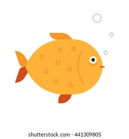 Cute cartoon fish character. Flat vector illustration isolated on white background