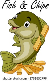 Cute cartoon fish and chips