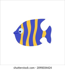 Cute cartoon fish. Colorful sea and ocean animal. Isolated vector illustration 