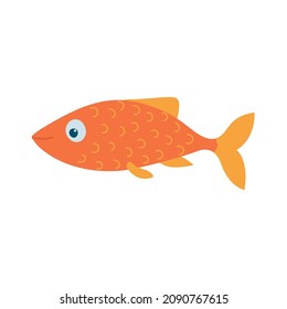 Cute cartoon fish. Colorful sea and ocean animal. Isolated vector illustration.