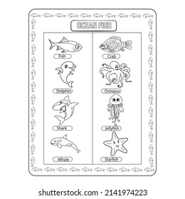 Cute cartoon fish coloring page