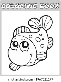 Cute cartoon fish, coloring sheet Vector