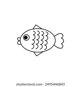 Cute cartoon fish hand drawn using oval shape , kids shape learning , hop pattern , fish clip art cartoon 