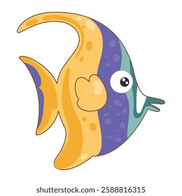 Cute cartoon fish icon. Flat illustration of cute fish vector icon for web design