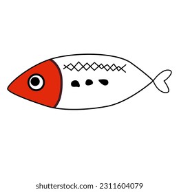 Cute cartoon fish icon. Sea ocean animal. Baby kids collection. Flat design. White background. Isolated.