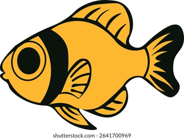 Cute cartoon fish illustration, isolated on white background. Perfect for children's books, websites, or any project needing a friendly aquatic character. Vector graphic.