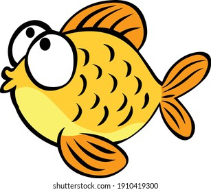 Cute Cartoon Fish Illustration Vector , Isolated In White Background 