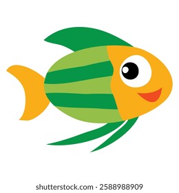 Cute cartoon fish isolated on a white background. Vector illustration