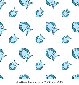 cute cartoon fish pattern for kids. Repeat pattern for packaging, textile, gift wrapper, wallpaper, etc. pattern swatch added to swatch panel.