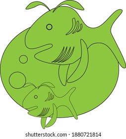 Cute Cartoon Fish symbol Vector