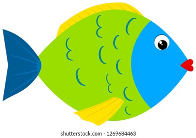 Cute cartoon fish. Vector illustration.