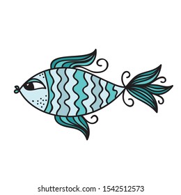 Cute cartoon fish. Vector illustration