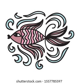 Cute cartoon fish. Vector illustration
