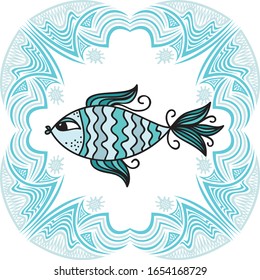Cute cartoon fish. Vector illustration