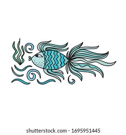Cute cartoon fish. Vector illustration