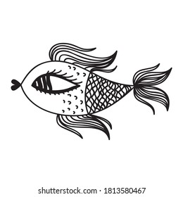 Pescado de dibujos animados. Ilustración del vector