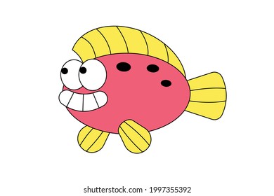 cute cartoon fish. vector illustration. a marine animal. vector character fish