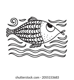 Cute cartoon fish. Vector illustration