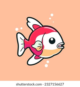 Cute cartoon fish. Vector illustration in flat style