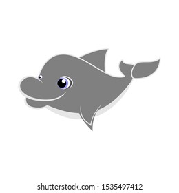 Cute cartoon fish with white background, vector illustration
