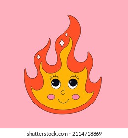 Personaje de dibujos animados en estilo retro con ojos. Hippie, psicodélico, groove, retro y vintage. Ilustración del vector