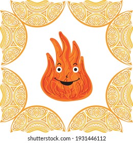 Cute cartoon flame. Vector illustration