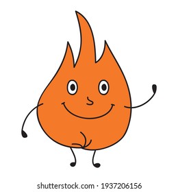 Cute Cartoon Flame. Vector Illustration