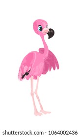 Cute cartoon flamingo. Character design. Vector illustration
