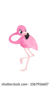 Cute cartoon flamingo. Character design. Vector illustration
