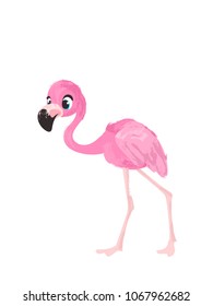 Cute cartoon flamingo. Character design. Vector illustration
