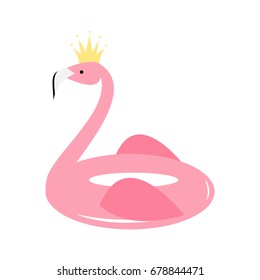 cute cartoon flamingo float vector illustration isolated on white background