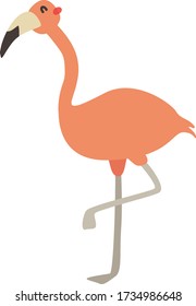 Cute Cartoon flamingo, Vector illustration flamingo on a white background. Drawing for children