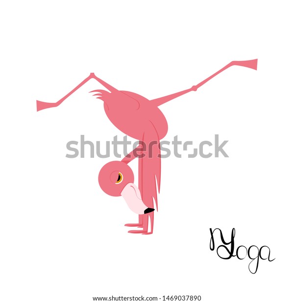 Cute Cartoon Flamingo Yoga Pose Character Stock Vector Royalty