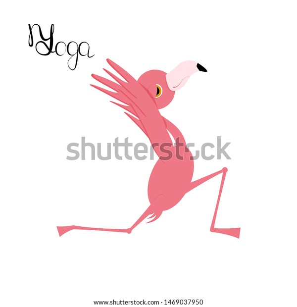 Cute Cartoon Flamingo Yoga Pose Character Stock Vector Royalty